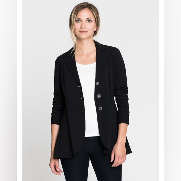 🆕 NWT Nic+Zoe Three Button Seamed Riding Jacket Blazer Petite Black Onyx PP - Picture 5 of 15